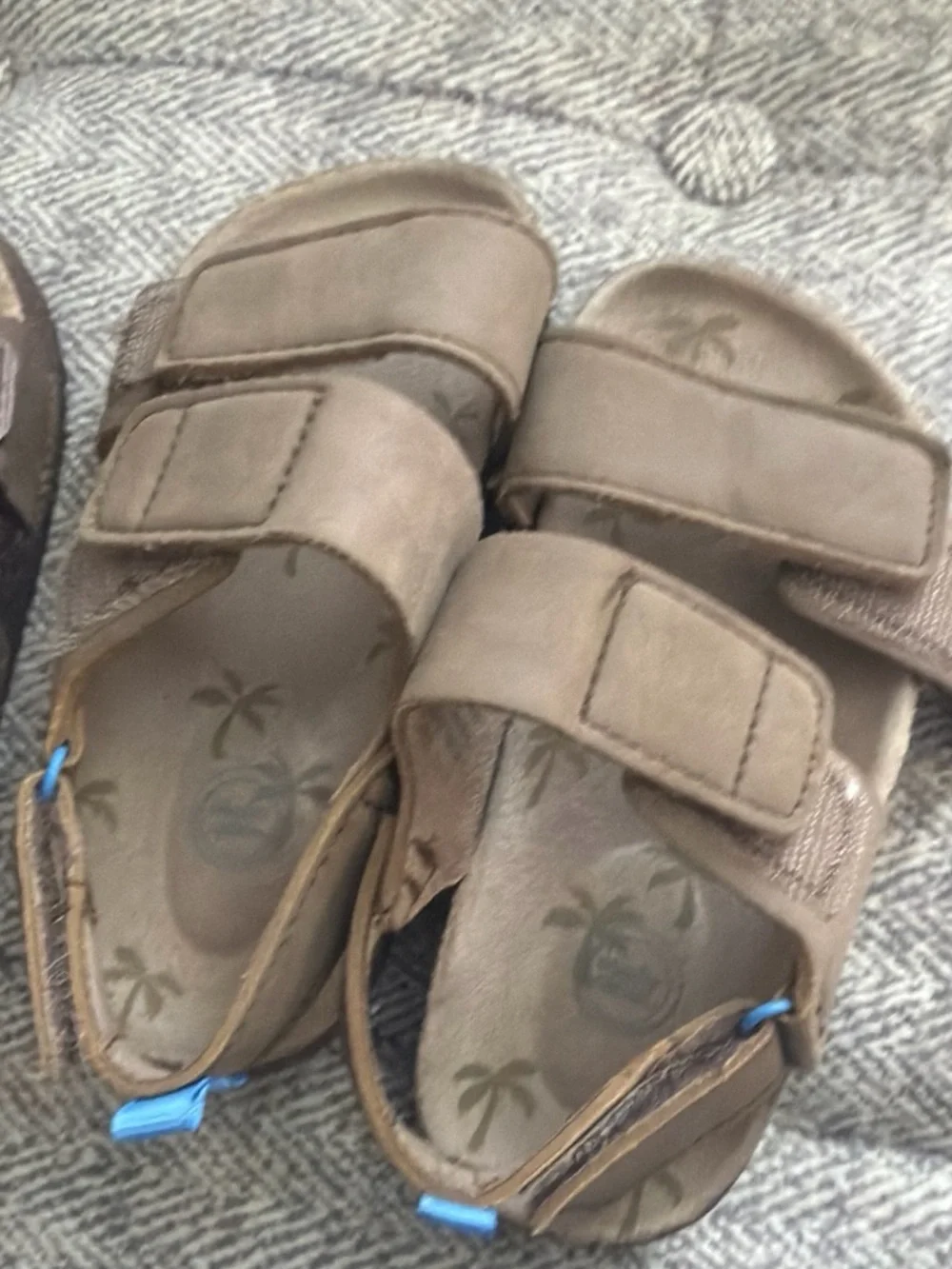 wonder nation Brown Kids Velcro Sandals with Palm Print